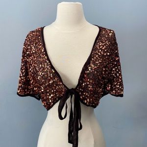 Women Sequins Crop Cardigan